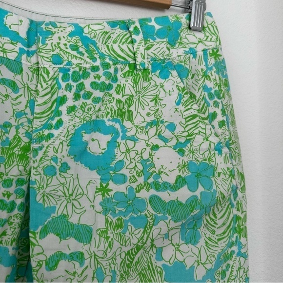 Lily Pulitzer The Chipper Shorts Green Blue White Floral Animal Print Size 2 - Picture 4 of 9